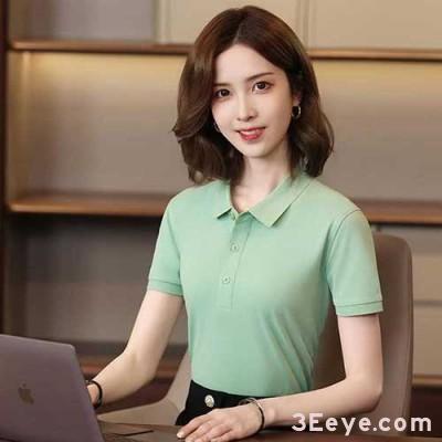 Asakusa Green Open Neck T-Shirt - China Factory Customized Designs & Samples Available - High-end T-Shirts Business Wear - Office Wear - Company Uniforms